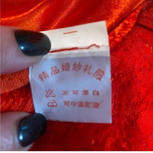 Vintage Elegant Red and Gold Lace Embroidered Peacock Lace Maxi Dress - Picture 6 of 15